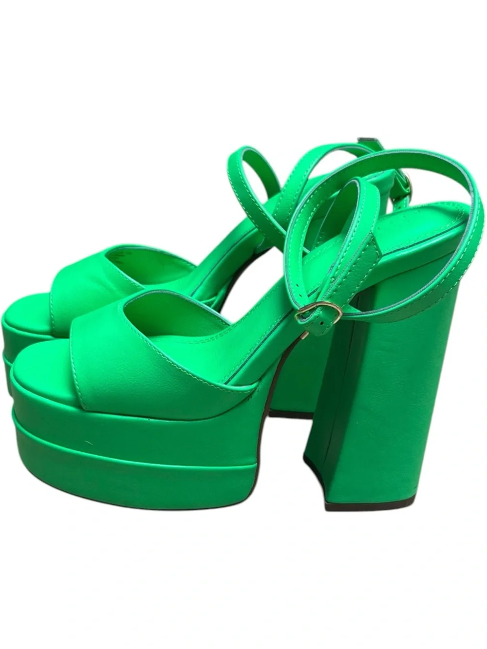 ASOS Bright Green High Platform Block Heel Sandals